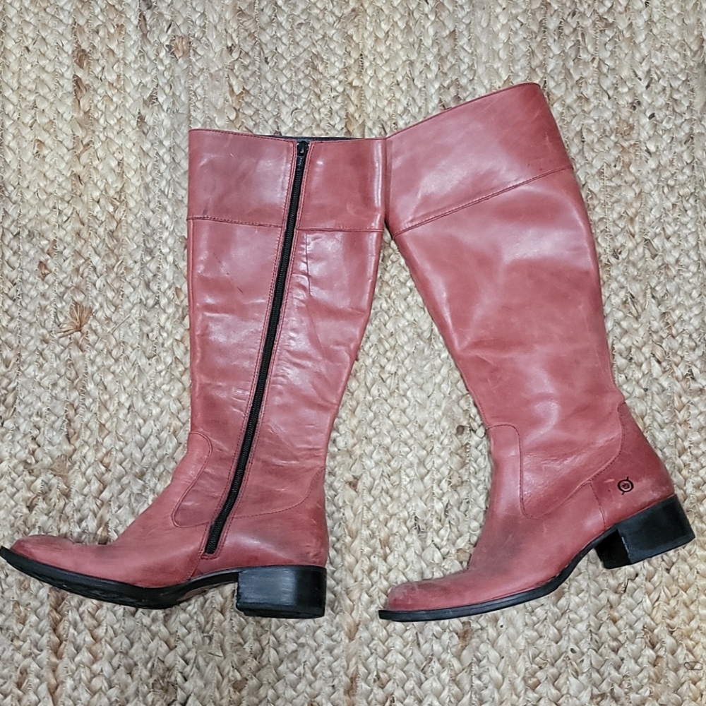 Born tall red leather boots